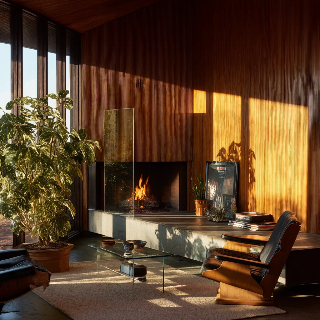 Midcentury Home with a Glass Corner Fireplace