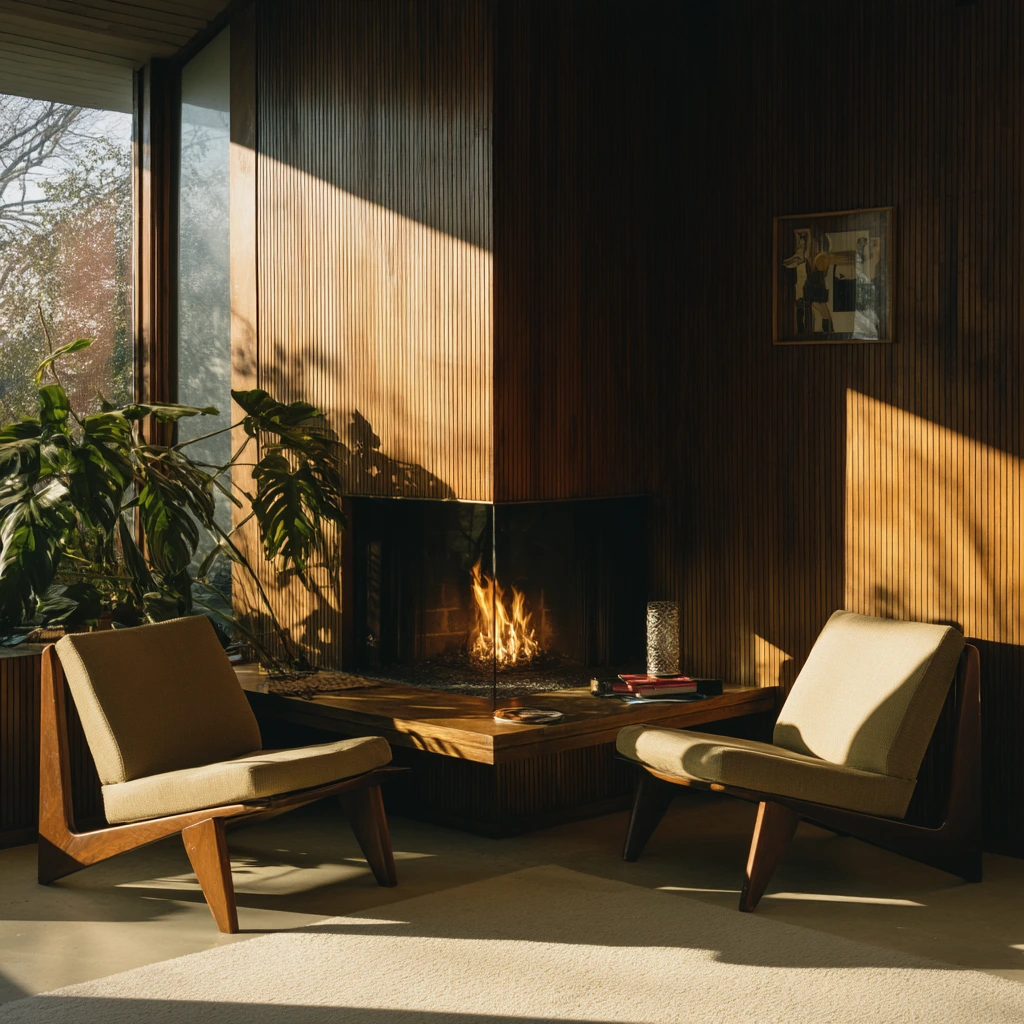Midcentury Home with a Glass Corner Fireplace