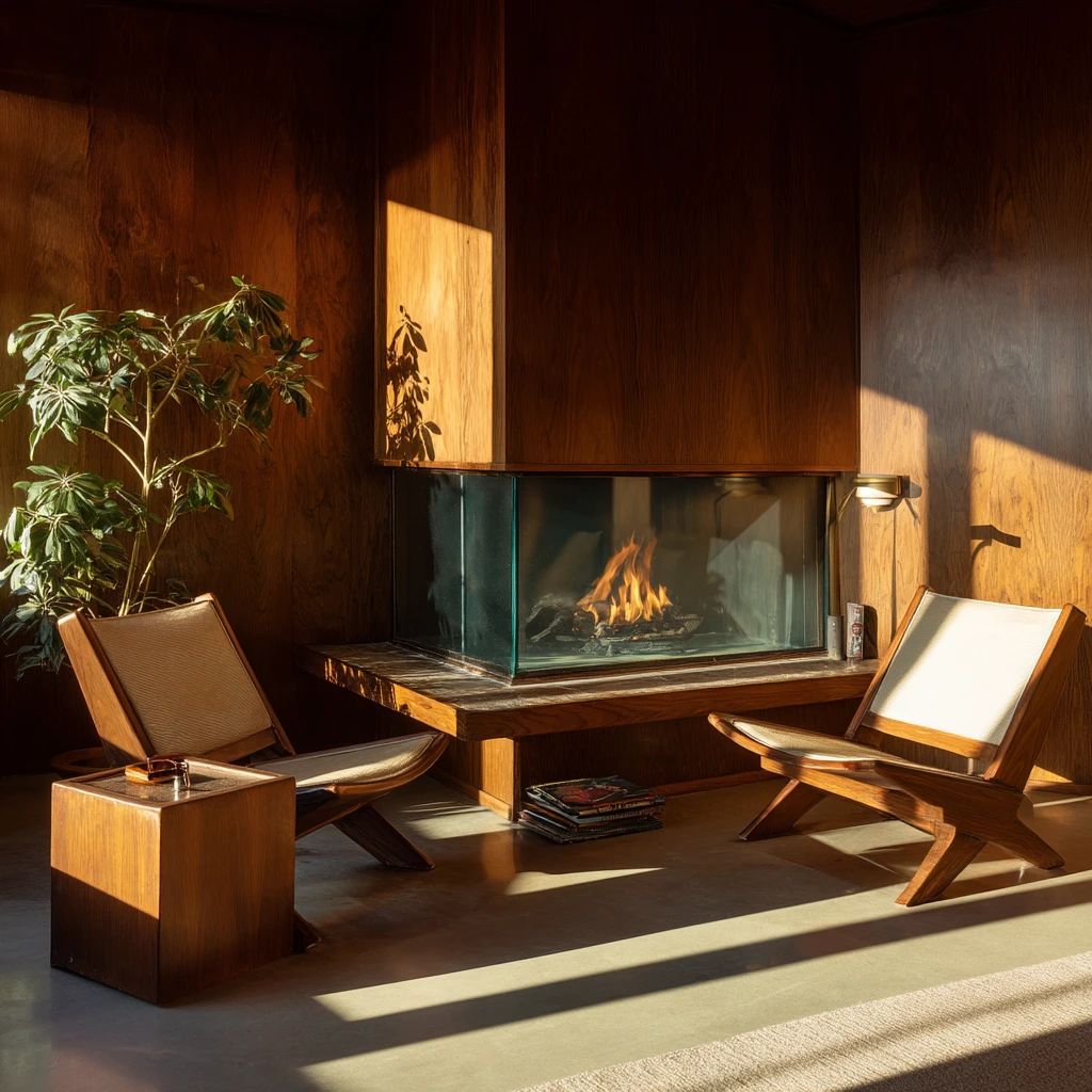 Midcentury Home with a Glass Corner Fireplace
