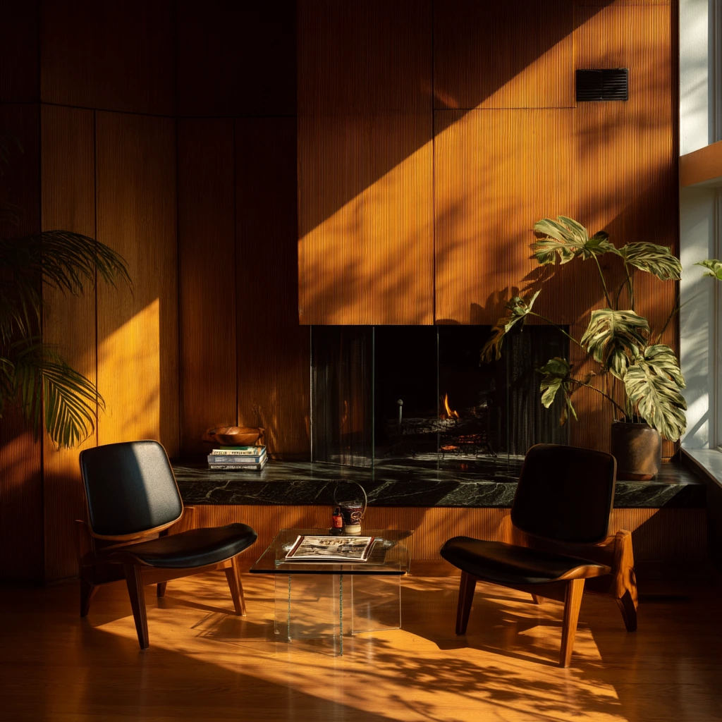 Midcentury Home with a Glass Corner Fireplace