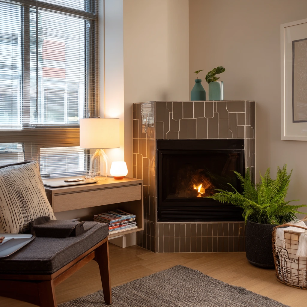 Renter-Style Layered Look Around a Fireplace