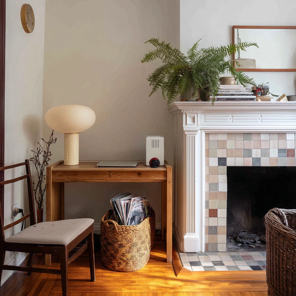 Renter-Style Layered Look Around a Fireplace