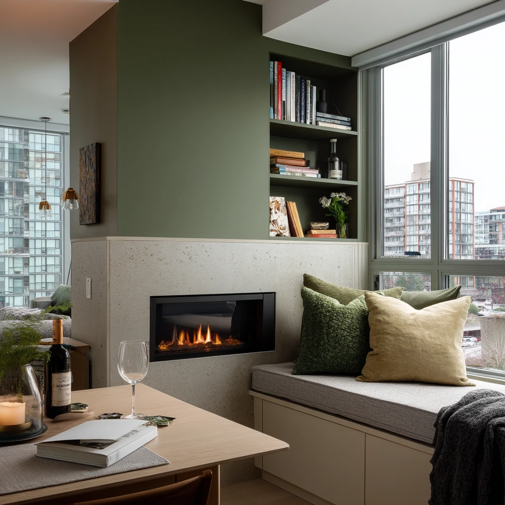 Small Condo Fireplace Divider for Open Plan Living
