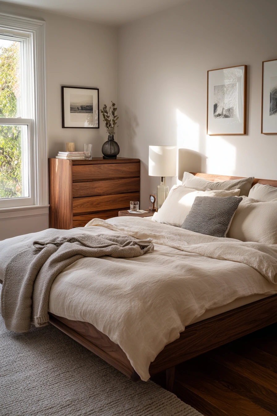 Couples Bedroom in Warm Walnut Tones