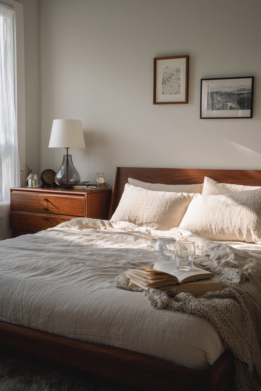 Couples Bedroom in Warm Walnut Tones