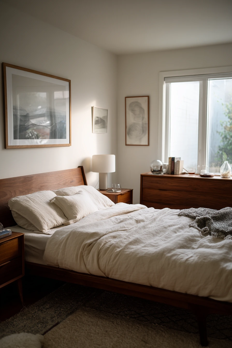 Couples Bedroom in Warm Walnut Tones