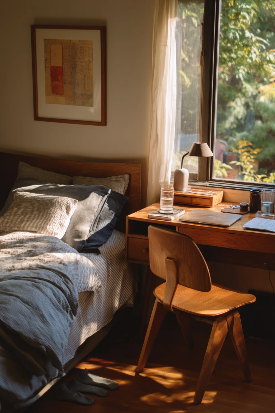 Seamless 60s Bedroom with Desk Corner