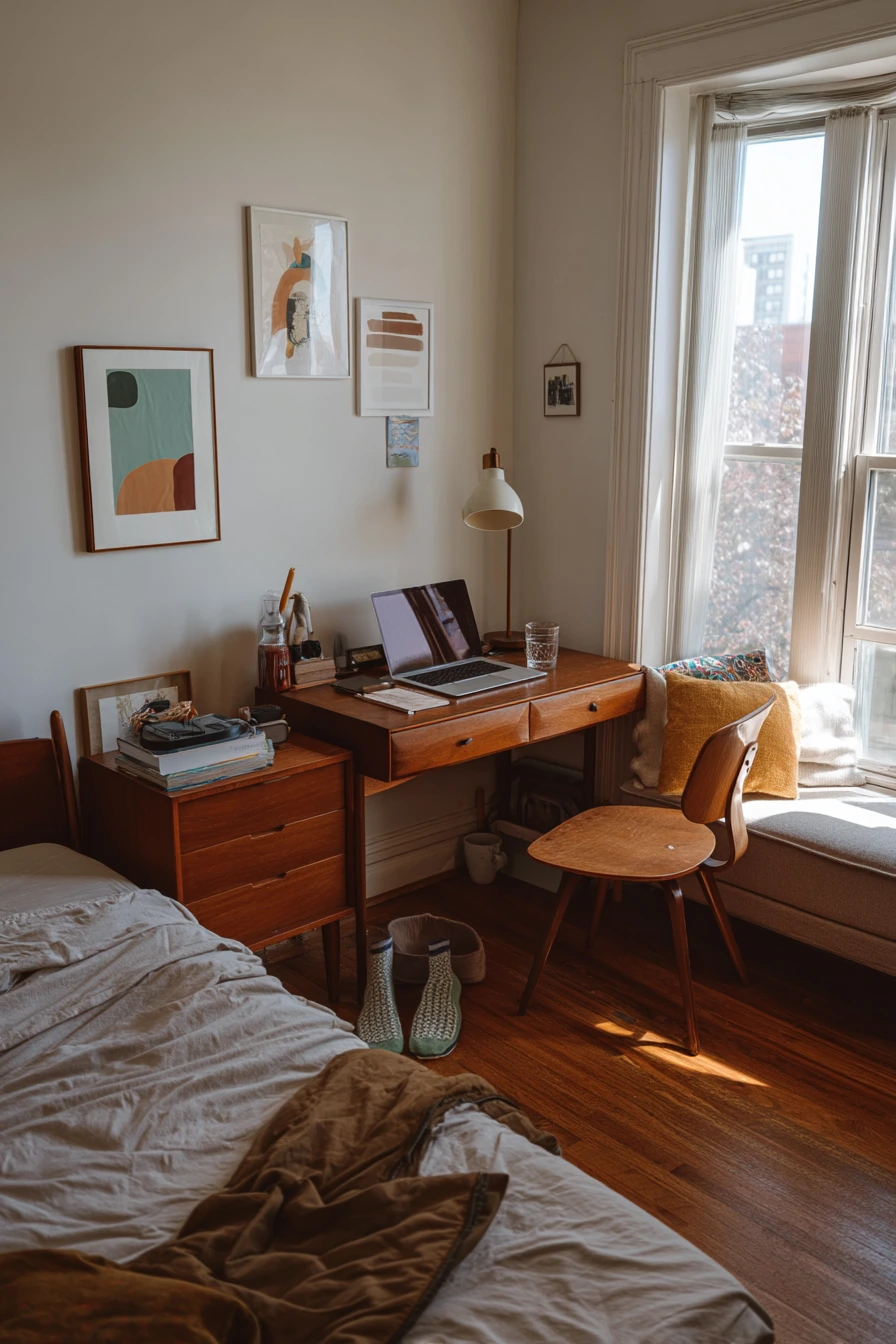 Seamless 60s Bedroom with Desk Corner