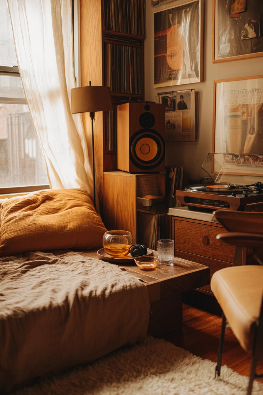 Mellow Retro Bedroom for a Music Lover