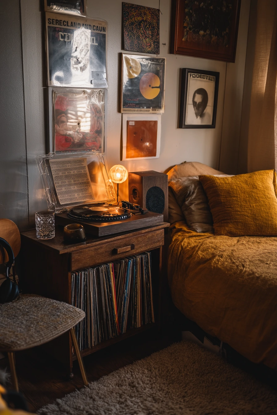 Mellow Retro Bedroom for a Music Lover