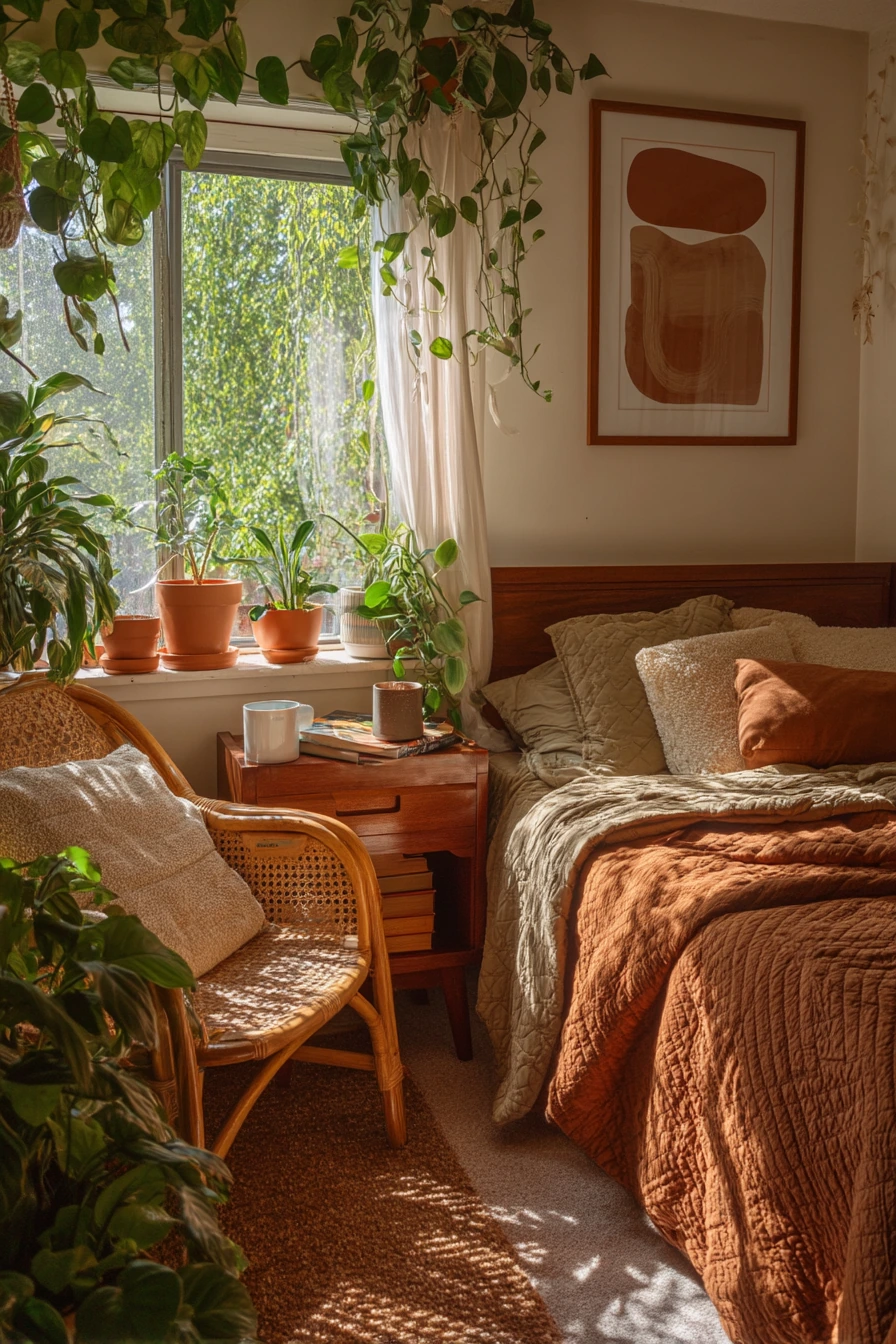 Plant-Filled 70s Bedroom Retreat
