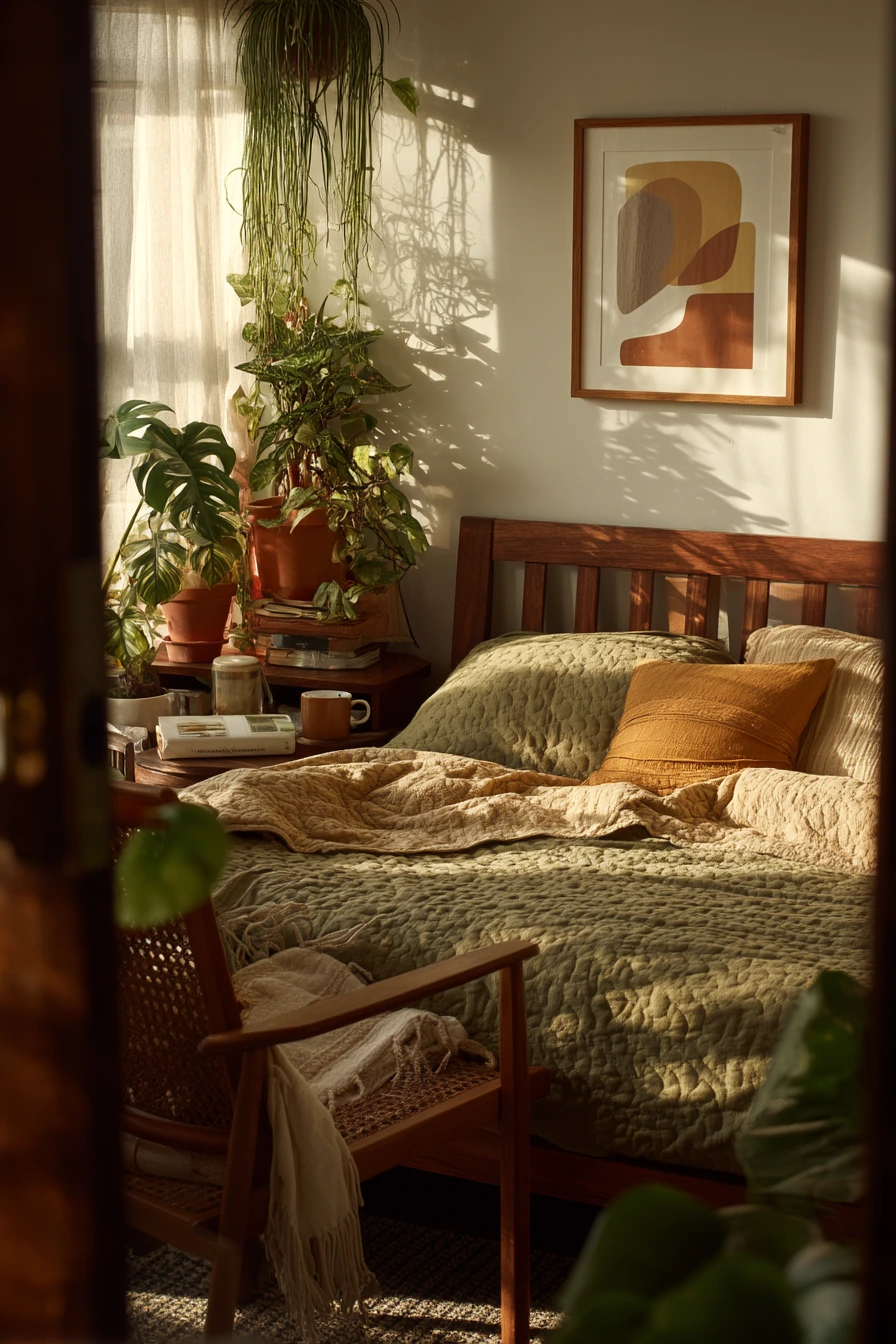 Plant-Filled 70s Bedroom Retreat