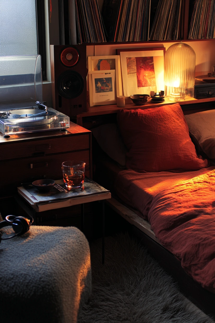 Mellow Retro Bedroom for a Music Lover