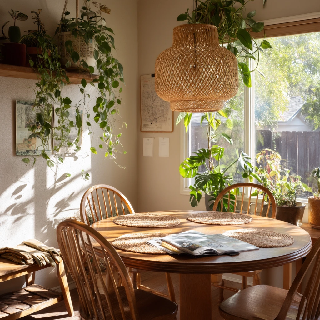 Plant-Filled Retro Dining Room