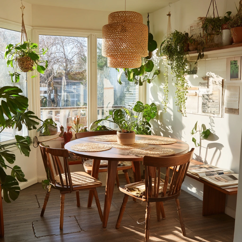 Plant-Filled Retro Dining Room