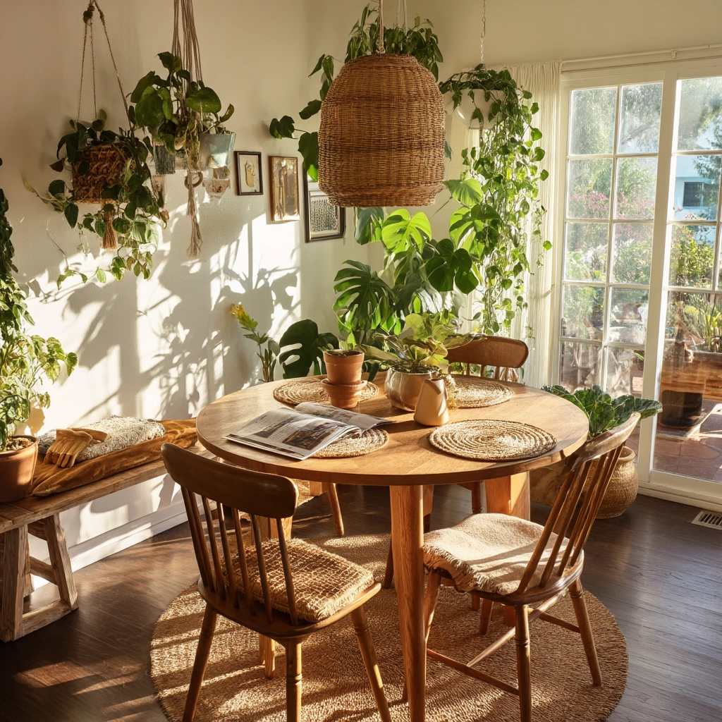 Plant-Filled Retro Dining Room