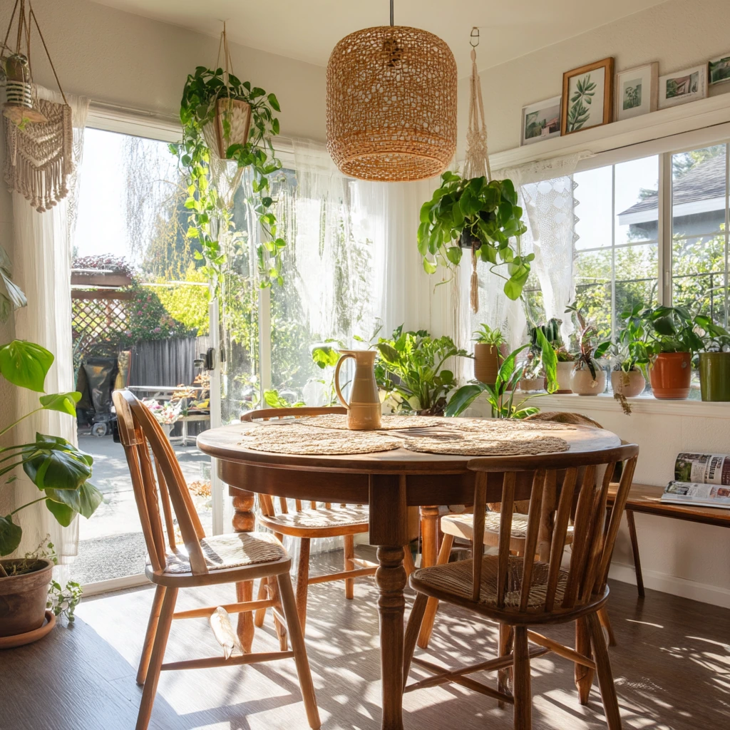 Plant-Filled Retro Dining Room
