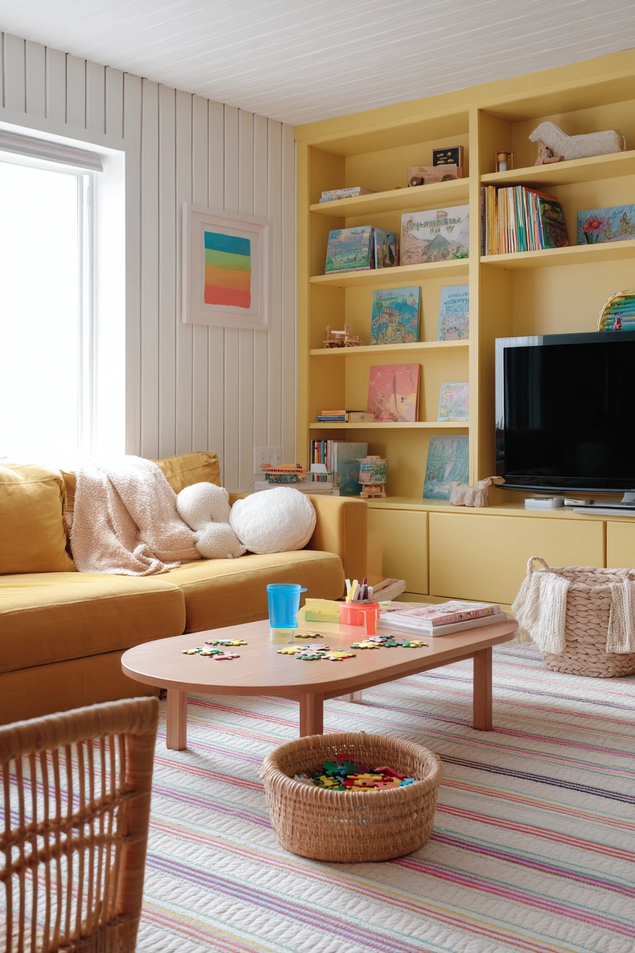 Kid-Friendly 70s Lounge With Playful Patina