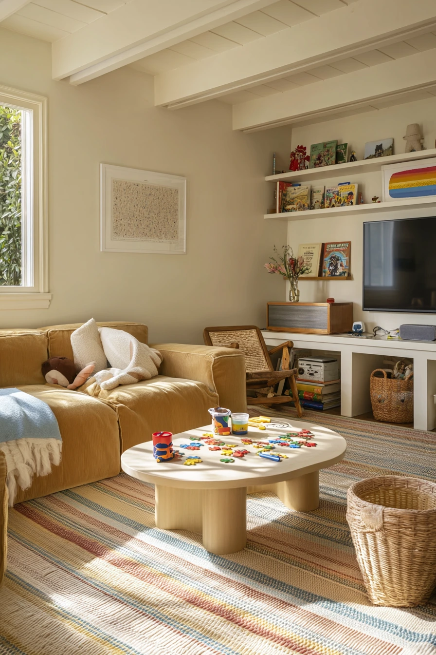 Kid-Friendly 70s Lounge With Playful Patina