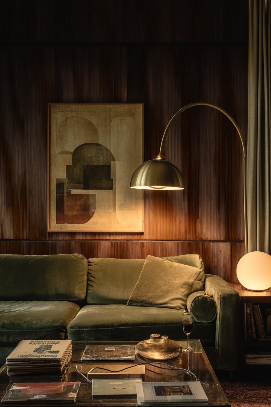 Quiet Evening 70s Living Room With Lamps On