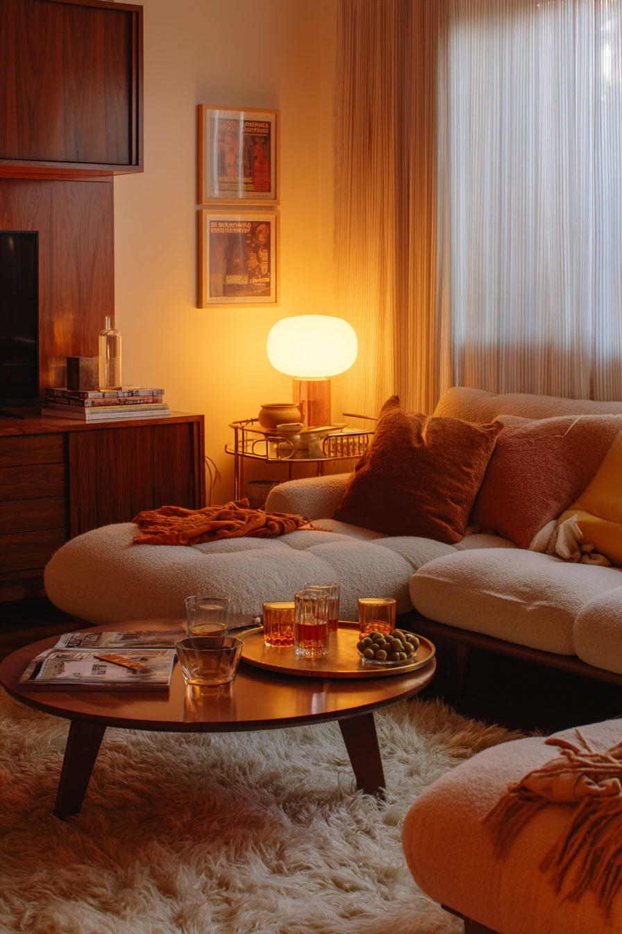 Hosting-Ready 70s Living Room for a Casual Gathering