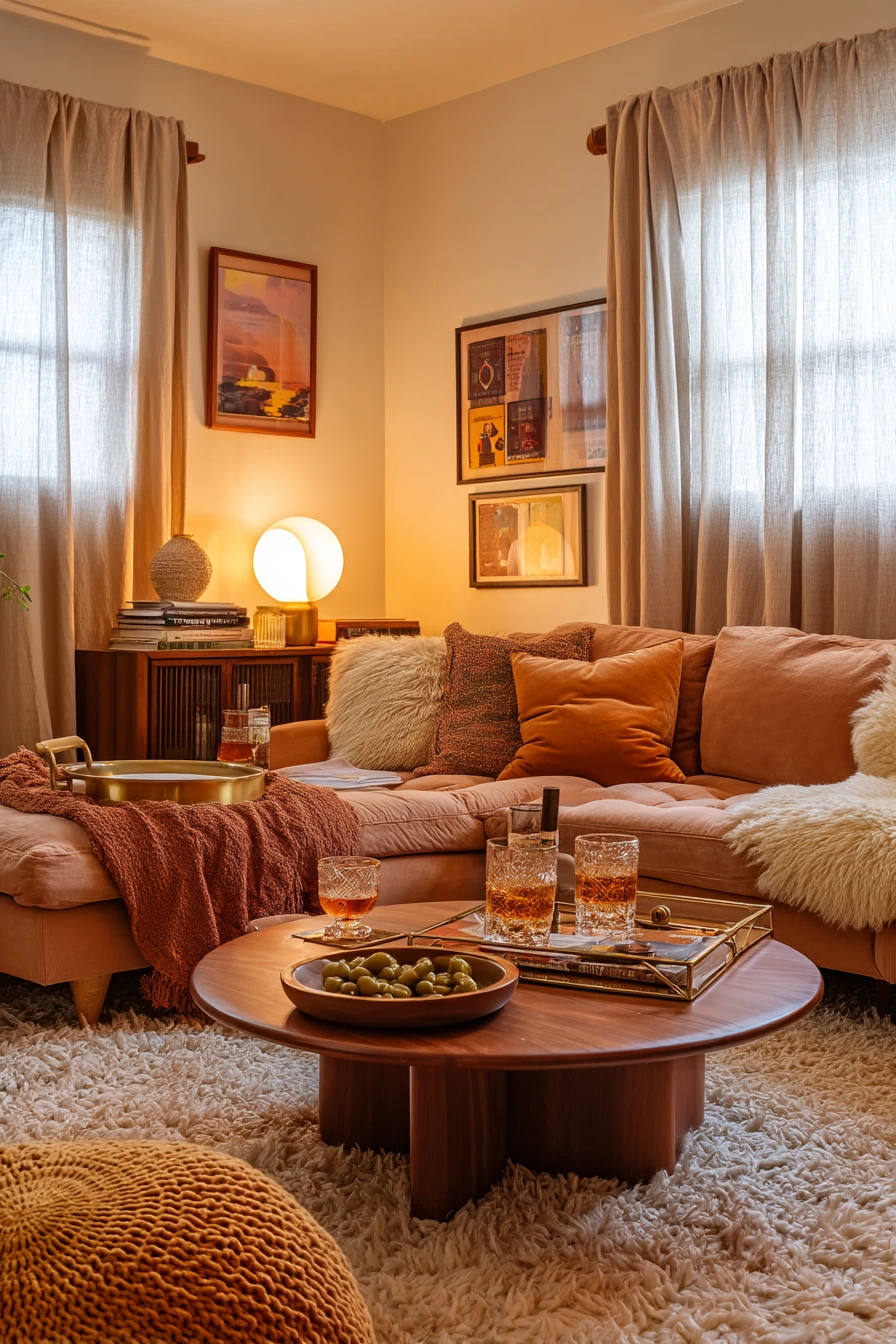 Hosting-Ready 70s Living Room for a Casual Gathering