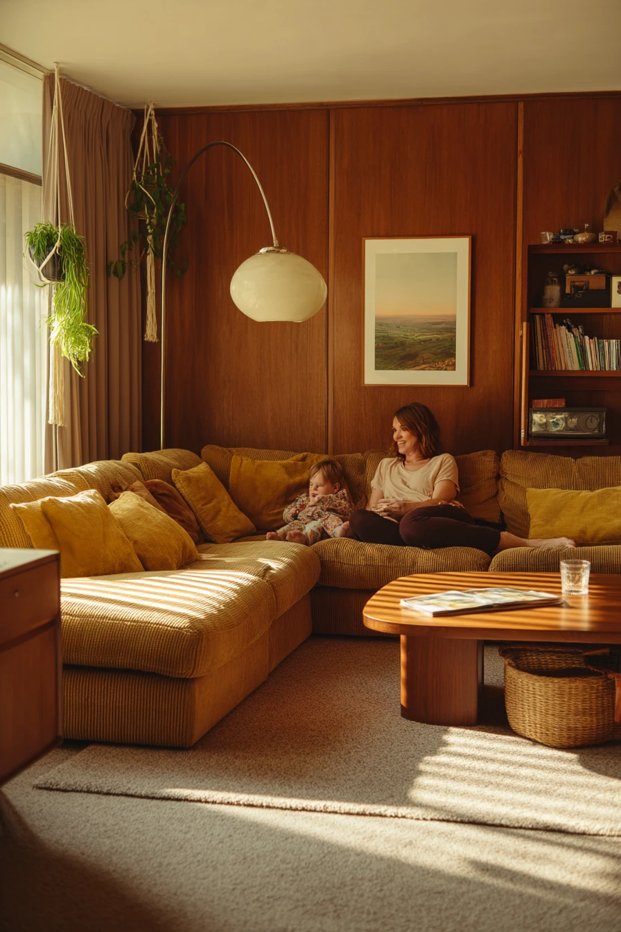 Sunlit 70s Family Den With Everyday Patina