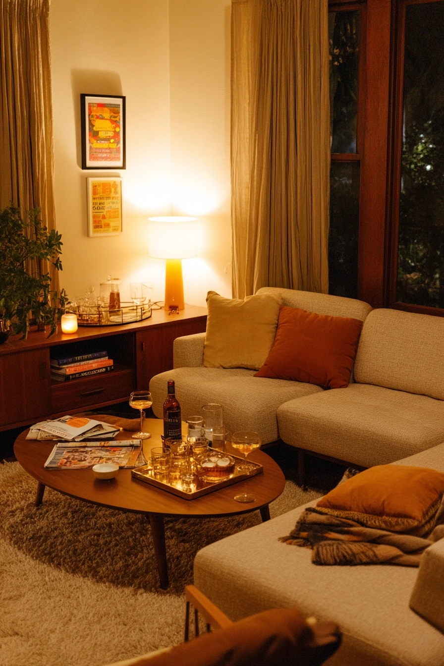 Hosting-Ready 70s Living Room for a Casual Gathering