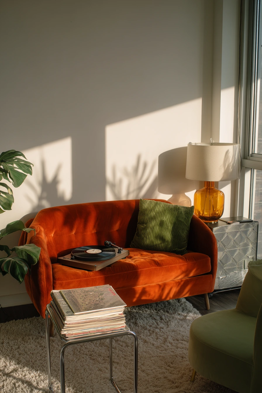 Apartment Corner With Bold 70s Color Blocking