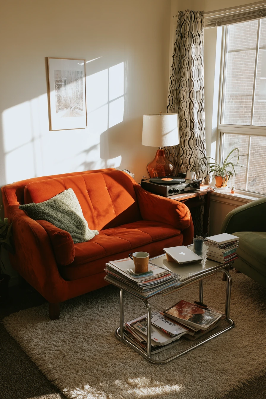 Apartment Corner With Bold 70s Color Blocking