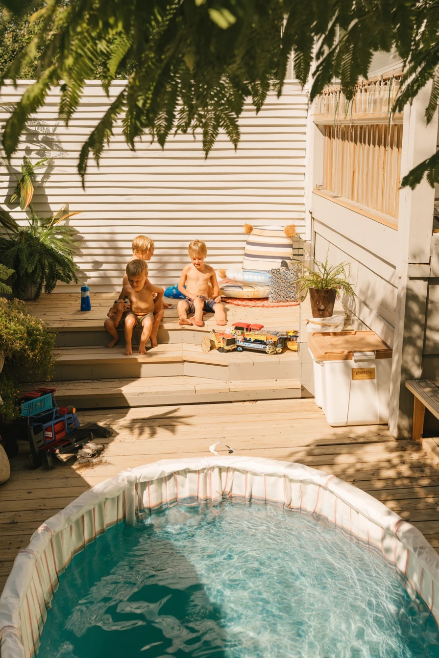 Family Swim Time with Built-In Storage Bench