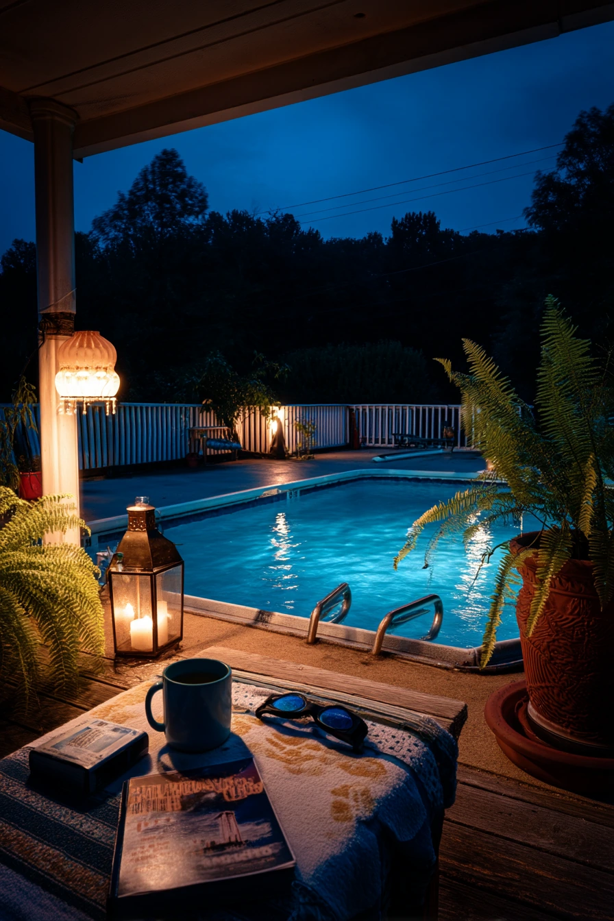 Evening Dip with Soft Lamp Glow