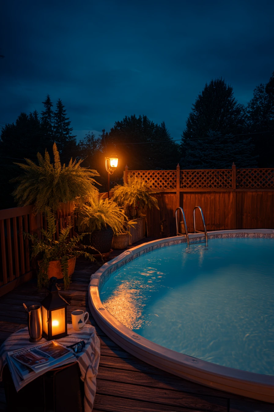 Evening Dip with Soft Lamp Glow
