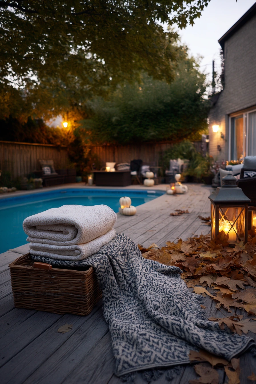 Cozy Fall Pool Closeout with Fire Pit