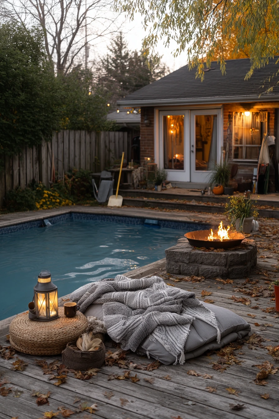 Cozy Fall Pool Closeout with Fire Pit