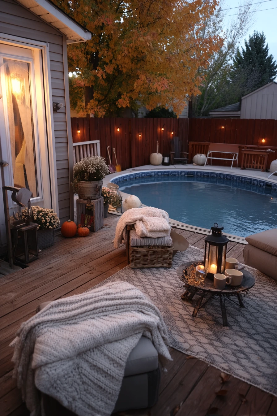 Cozy Fall Pool Closeout with Fire Pit