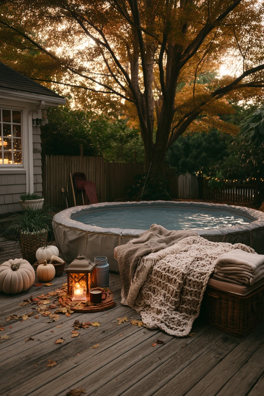 Cozy Fall Pool Closeout with Fire Pit