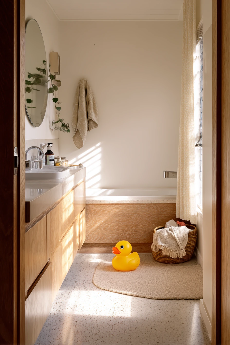 Sunlit Family Morning Bath