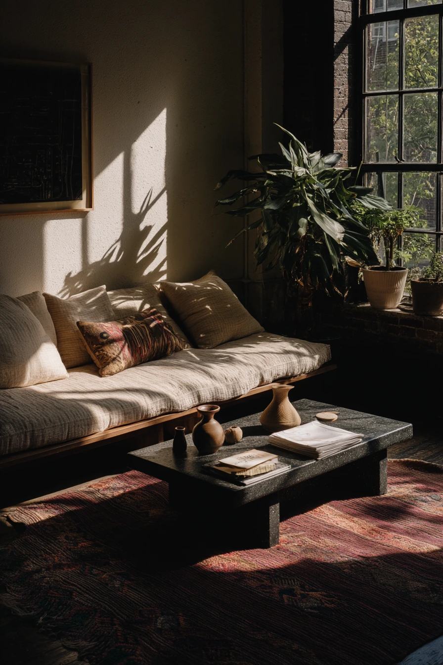 Earthy Studio Living Room