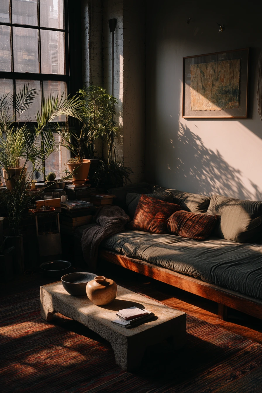 Earthy Studio Living Room