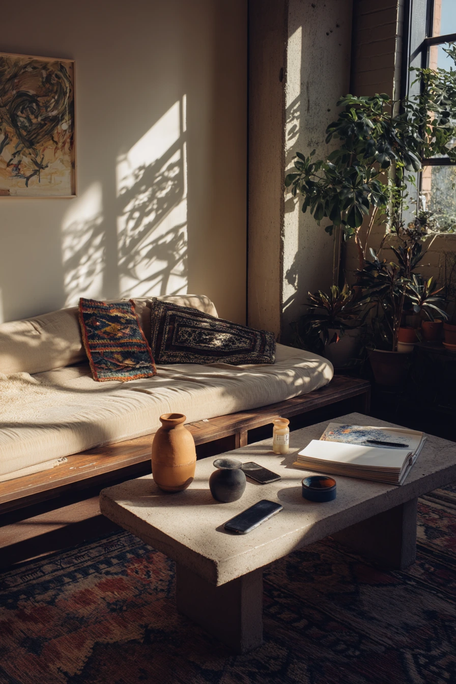 Earthy Studio Living Room