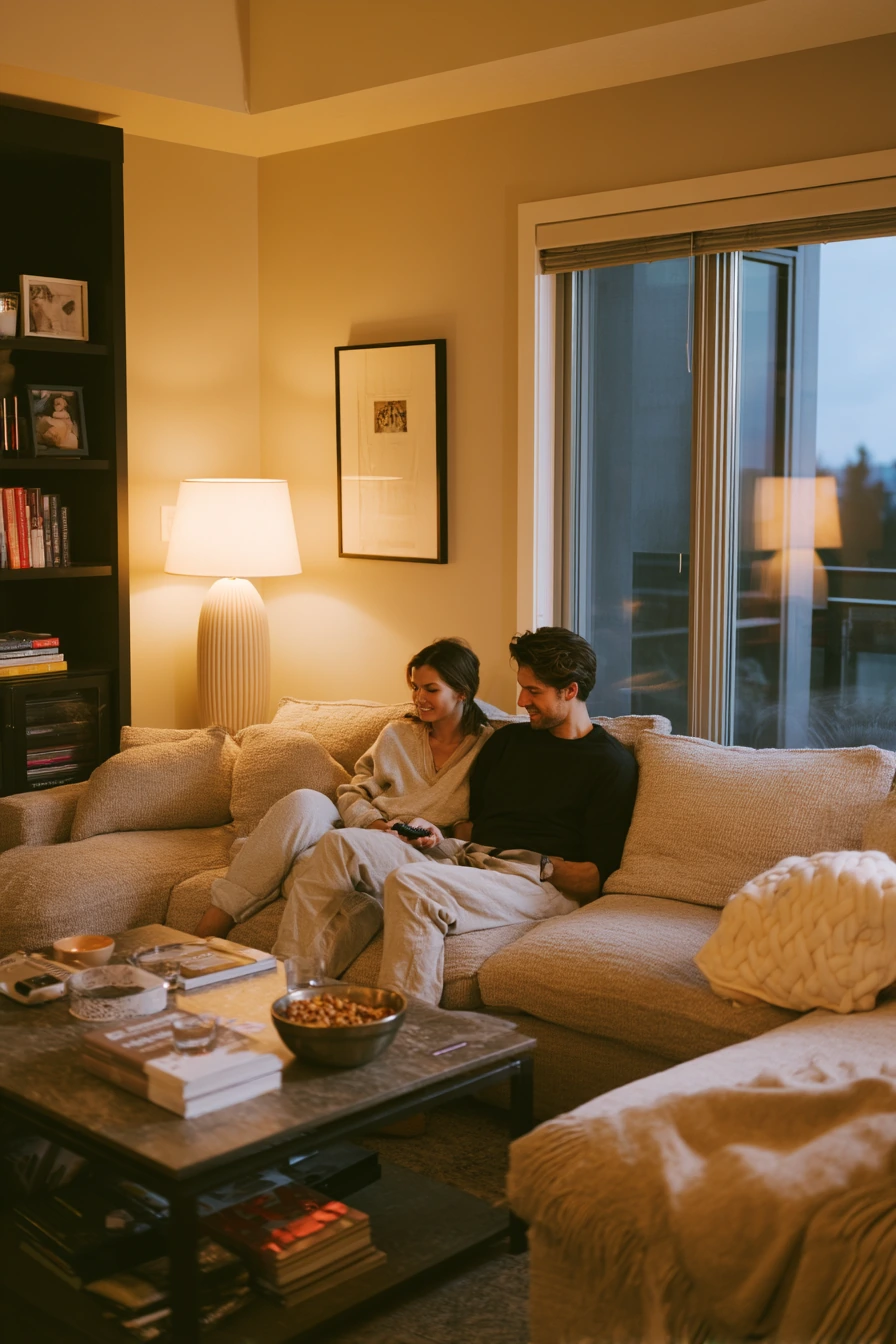 Evening Glow in a Warm Neutral Home