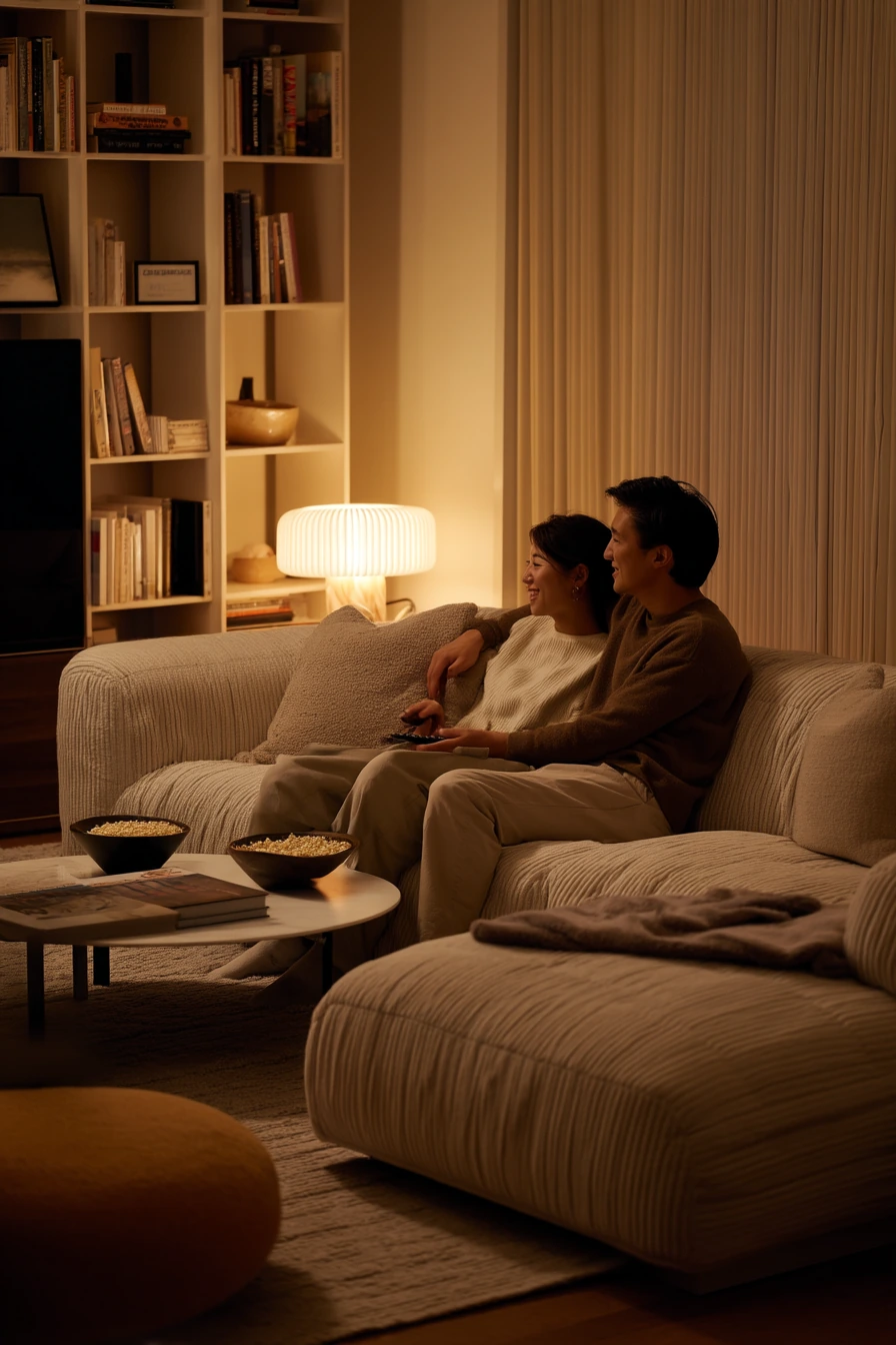 Evening Glow in a Warm Neutral Home