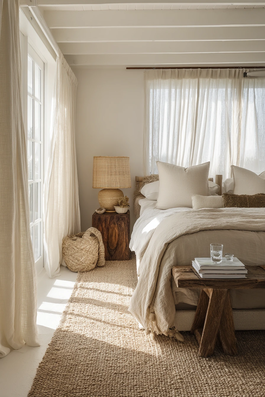 Coastal African Bedroom With Natural Texture