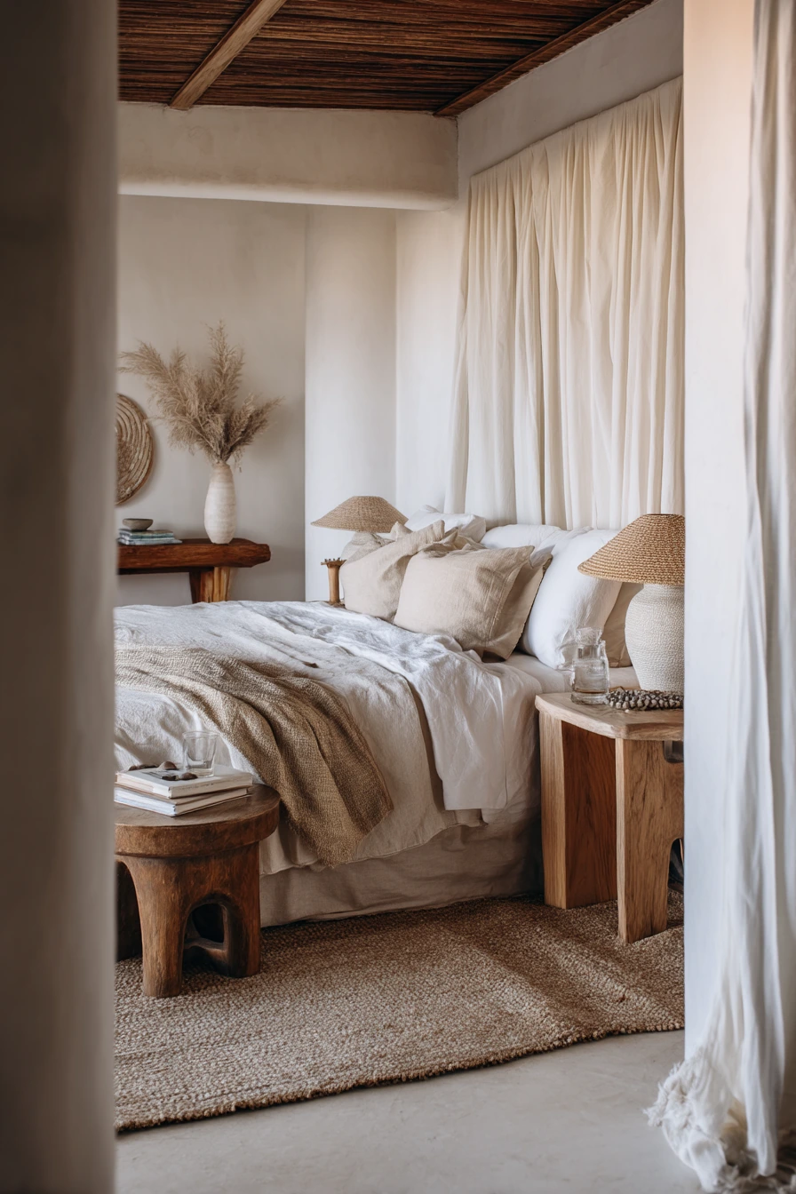 Coastal African Bedroom With Natural Texture