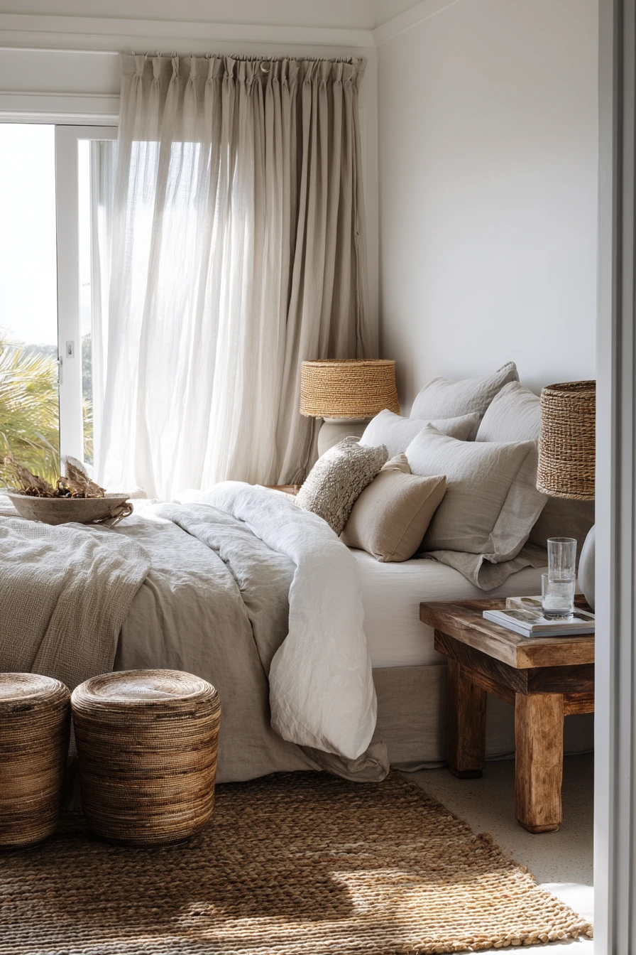 Coastal African Bedroom With Natural Texture