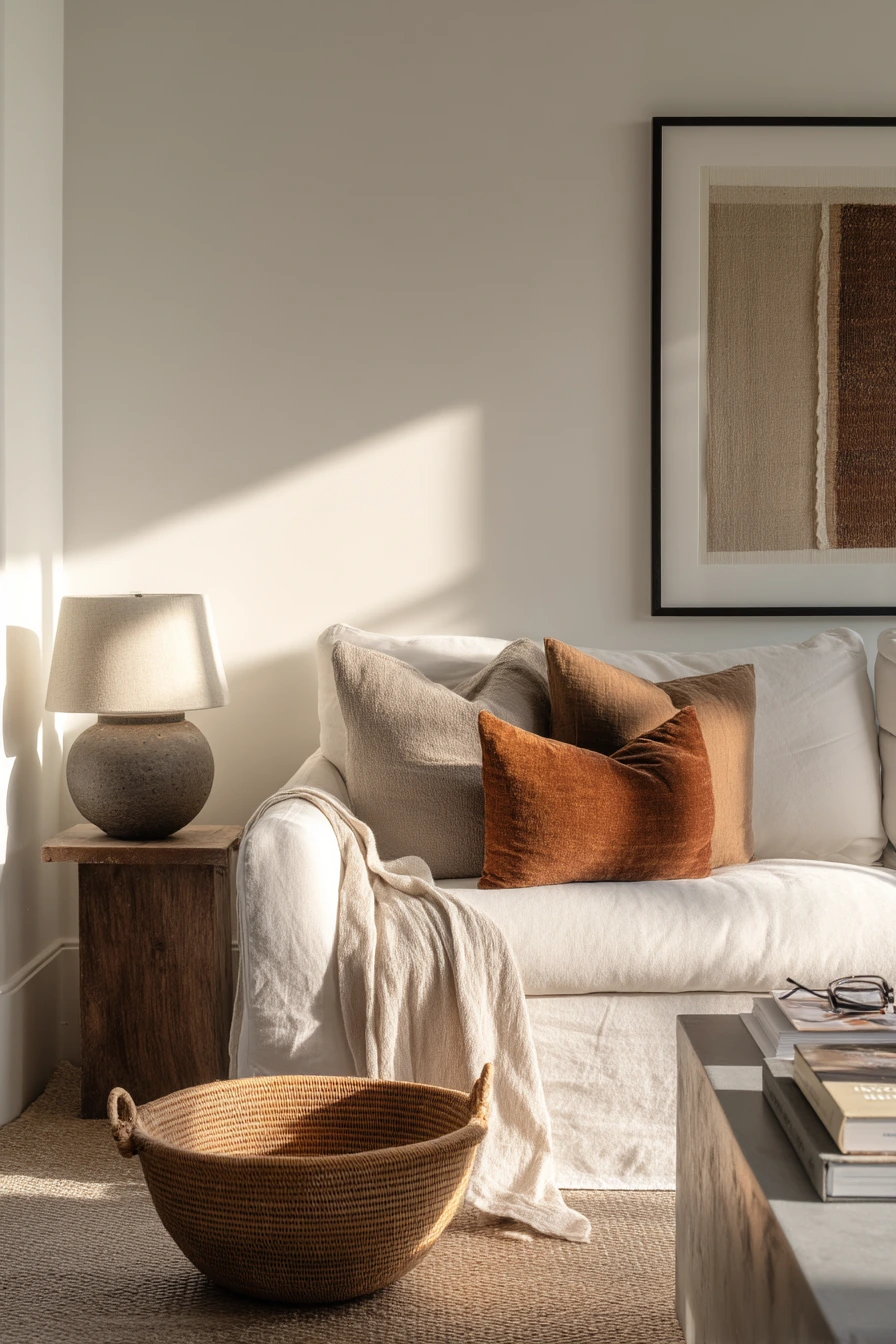 Minimal Heritage Living Room with Collected Objects