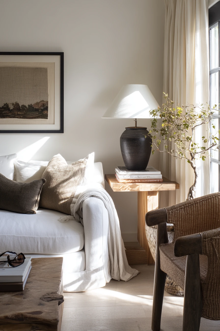 Minimal Heritage Living Room with Collected Objects