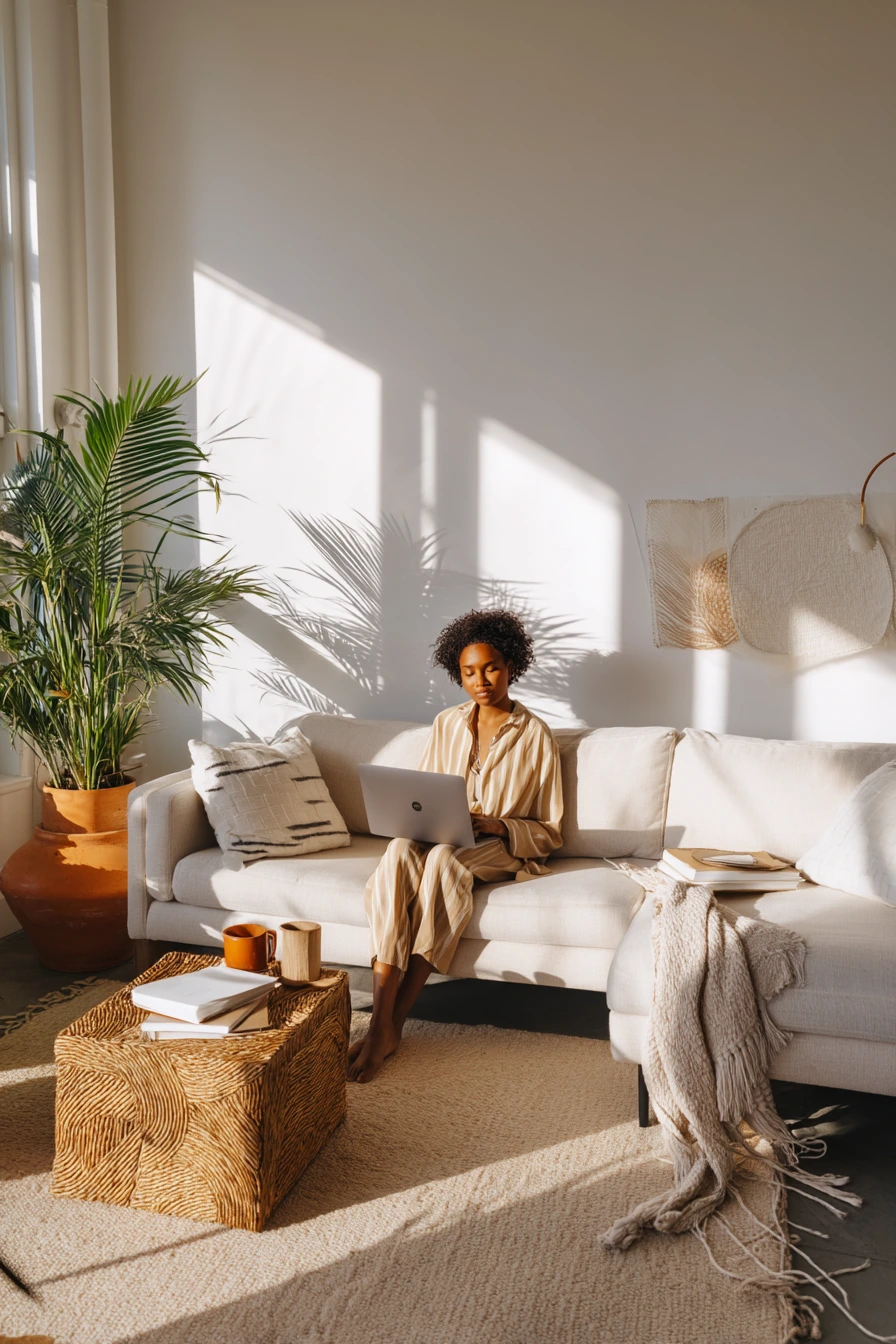 Afro-Modern Lounge with Indoor Plants