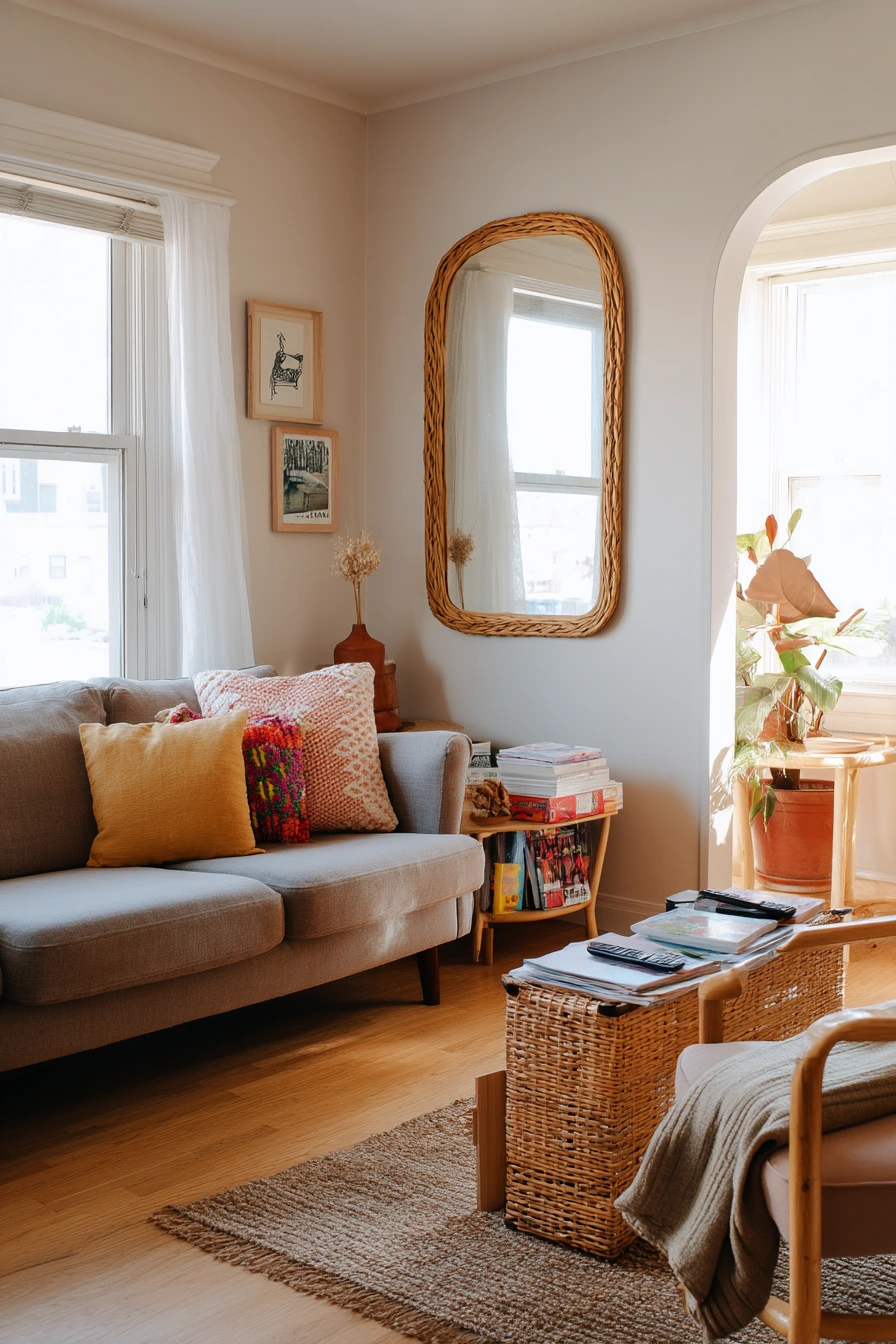 Budget-Friendly Layered Living Room with Market Finds